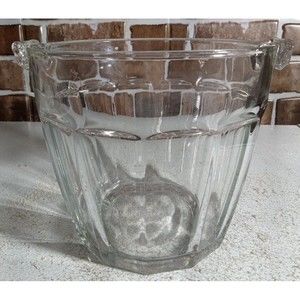 Vintage Clear Glass Bushel Basket Ice Bucket 7" With Handles